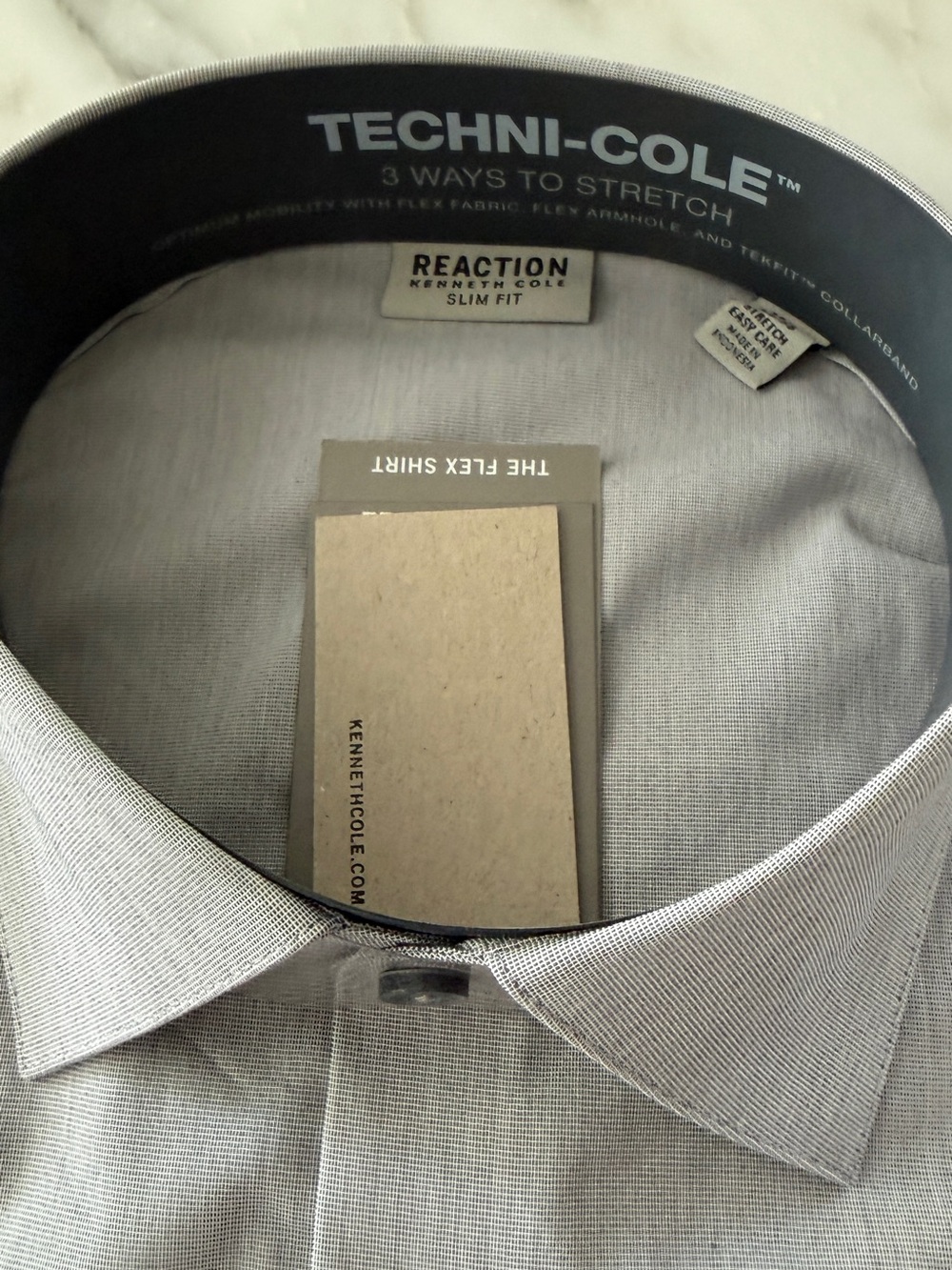 Kenneth Cole Reaction Techni-Cole Slim Fit Men's Gray Dress Shirt NWT - Picture 6 of 11